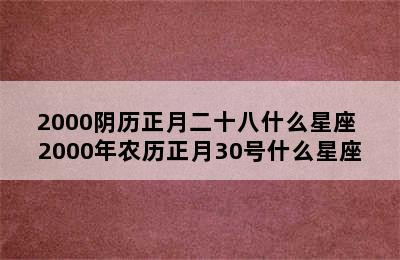 2000阴历正月二十八什么星座 2000年农历正月30号什么星座